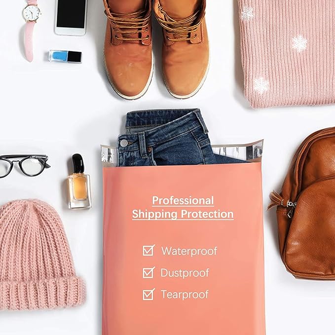 Metronic Poly Mailers 24x24 300 Pack, Self Seal Large Shipping Bags for Clothing, Waterproof Shipping Envelopes for Small Businesses, Flexible Mailers Poly Bags Plastic Bags Packages Bags Peach Pink