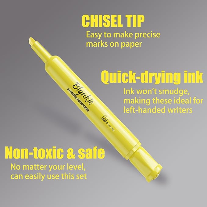 Highlighters Bulk 150 Pack of Yellow Colors Tank Style Chisel Tip Highlighters Set for Kid and Adult Coloring Highlighting for Classroom Office School Supplies and Shop Short Style.