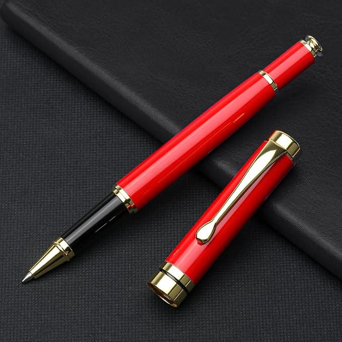 YIVONKA Personalized custom pen Luxury pens Free Engraving roller Ballpen,Ballpoint pen,office ballpoint pen, Black Ink,Gifts for Men,Women, Classy Gift Box (Red)