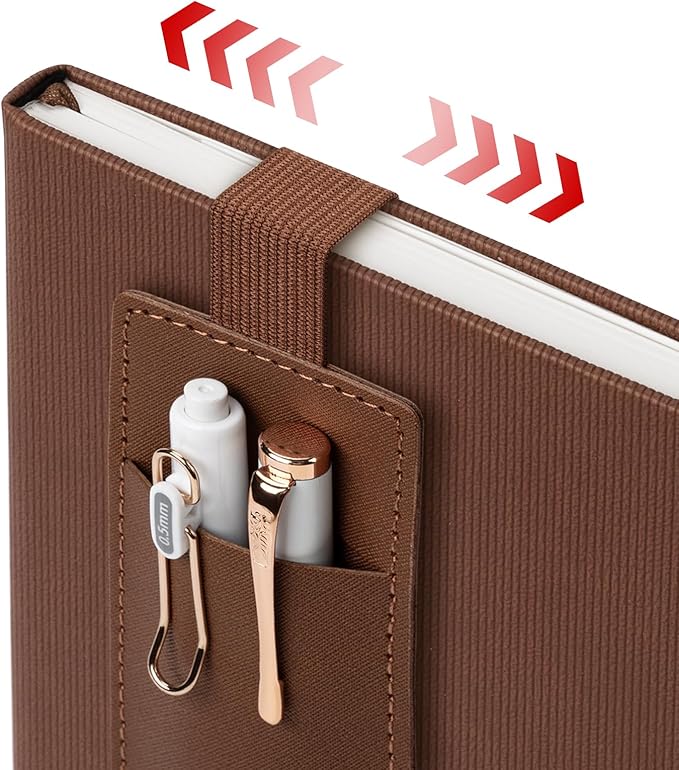 Lined Journal Notebook for Work, A5 Leather Notebook with Pen Sleeve, 100GSM/160 Pages Thick Paper, Daily Journals for Writing, School, Note Taking, Business, Travel, College Ruled