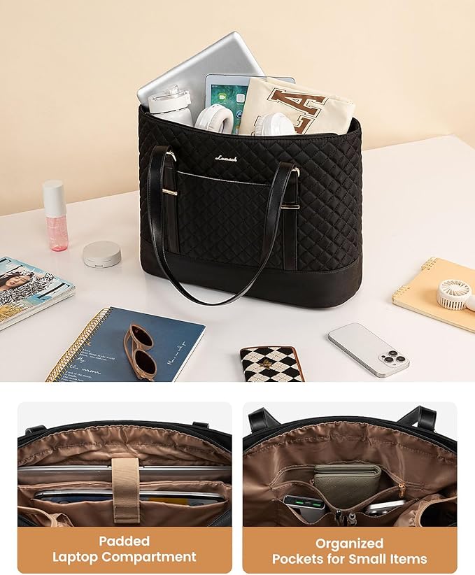 LOVEVOOK Laptop Bag for Women, 15.6 Inch Work Tote Computer Bag With Large Cup Holder, Lightweight Large Laptop Briefcase for Travel, Bussiness, Teacher
