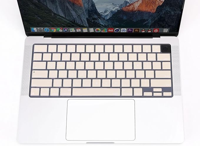 MOSISO Keyboard Cover Skin Compatible with MacBook Air 15 inch M3 A3114 M2 A2941/Air 13.6 A3113 A2681/Pro 14/16 M4 M3 M2 M1, Beige