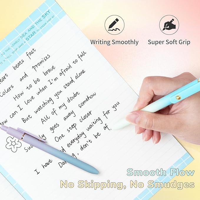 6 Pcs Gel Pens 0.5mm Quick Dry Black Ink Pens Fine Point Smooth Writing Pens, Cute Office and School Supplies Gifts for Women Teacher Students (6 Pcs Ombre Gold)