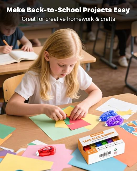 Double-Sided Tape Roller for Scrapbooking 12-Pack (0.31IN x 30FT) Adhesive Tape Glue Runner, Scrapbook Supplies and Craft Supplies for Scrapbooking, Gift Wrapping and Photo Tape