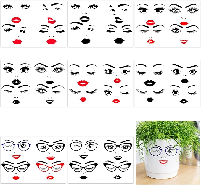 Make a Face Stickers for Crafts Fun DIY Eyes Lips Mouth Eyebrows Nose Decals for Halloween Holiday Party Supplies Flower Pots Decor