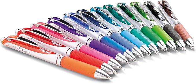 Pentel® EnerGel™ RTX Retractable Liquid Gel Pens, Medium Point, 0.7 mm, Assorted Colors, Pack Of 12 Pens