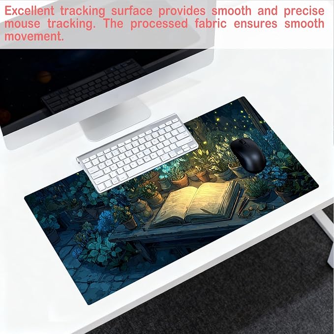 Nuxovilar Professional Large Mouse Pad & Computer Game Mouse Mat (35.4x15.7IN, Enchanted Forest Cabin Art) (90 * 40cm Enchanted Forest Cabin)