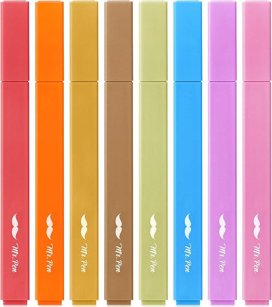 Mr. Pen Aesthetic Highlighters - 8 pcs, Chisel Tip, Warm Colors, Cute Assorted Bible Highlighters - No Bleed