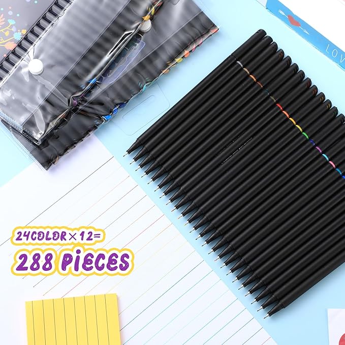 12 Sets Journal Planner Pens 24 Colors Fineliner Pens Bulk 0.4 mm Fine Tip Drawing Markers for Bullet Journaling Sketch Writing School Office Supplies Holidays Charity Event Party Favors