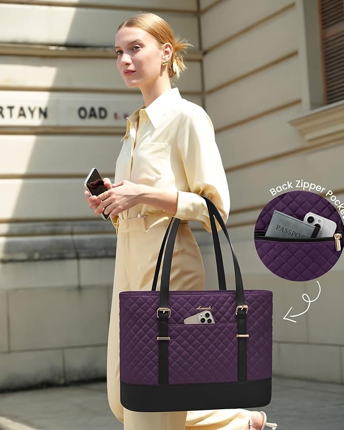 LOVEVOOK Laptop Bag for Women, 15.6 Inch Work Tote Computer Bag With Large Cup Holder, Lightweight Large Laptop Briefcase for Travel, Bussiness, Teacher
