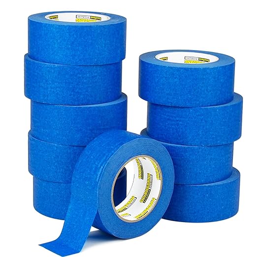Blue Painters Tape 10rolls,2Inch x 55Yards,Blue Masking Tape,Paint Tape for Wall Painting,DIY Crafts Arts,Painter's,Decoration Labeling,No Residue, Easy Removal