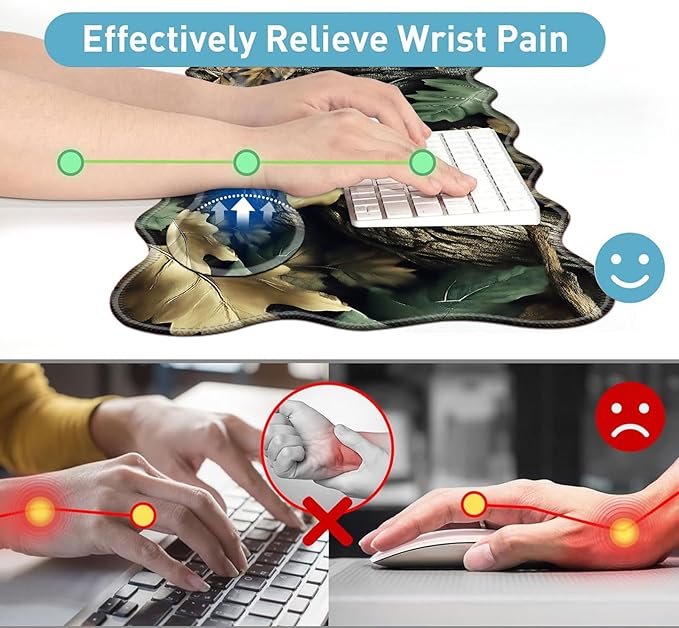 Large Mouse Pad and Keyboard Wrist Rest, Desk Pad for Keyboard and Mouse, 4-in-1 Large Gaming Mouse Pad with Wrist Support, Desk Mat for Home Office Study Game-Camo Forest