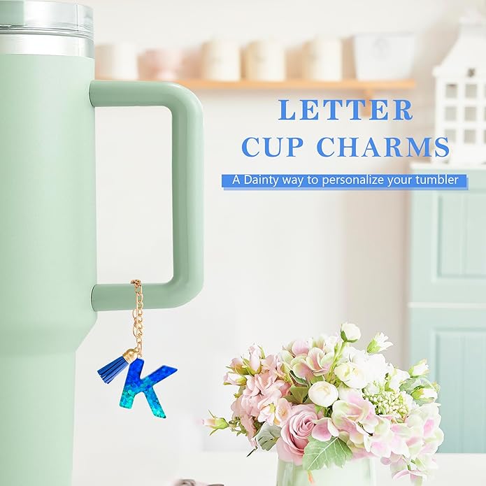 Letter Charm Accessories for Stanley Cup 1 PCS Cute Initial Keychain Handle Charm for Stanley Tumbler for Women