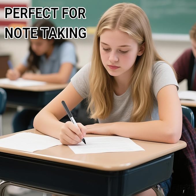 Rollerball Pen Fine Point Pens: 16 Pack 0.5mm Rollerball Pen, Extra Fine Point Pens, Black Fine Tip Liquid Gel Ink Pen Set for Writing, Note Taking, Signature, Office, Journaling, School Supplies