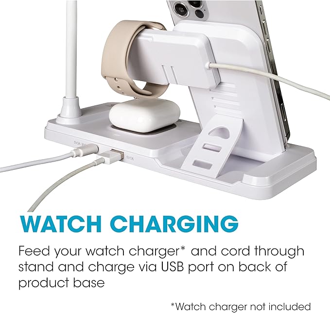 Ottlite LED Desk Lamp with Multi-Device Charging Station, White