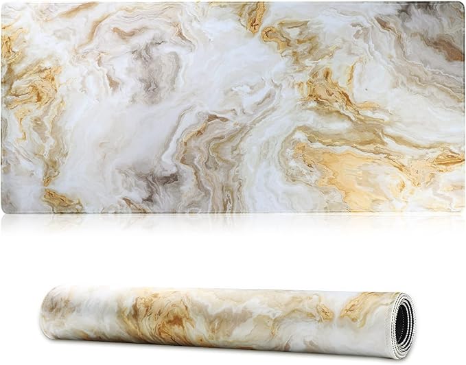 Large Gaming Mouse Pad with Stitched Edges,[27.5x11.8In] Extended Mouse Pad with Non-Slip Natural Rubber Base for Gamer/Desktop/Office/Home (70x30 Marble)