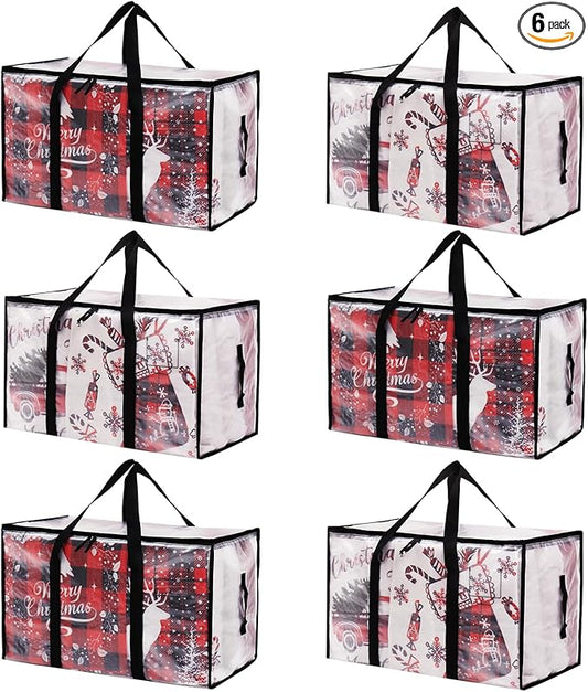 Moving Bags Heavy Duty Extra Large, Alternative for Moving Boxes & Moving Supplies,Clear Storage Bins with Lids, Plastic Packing Tote, Storage Bags for Clothes with Handles & Zippers(Clear, 6 Pack)