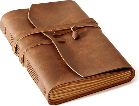 Leather Journal Notebook - Genuine Leather Journals for Writing 5x7.1 Inches, Vintage Journal for Women and Men, Artist,Travel Journal,Brown