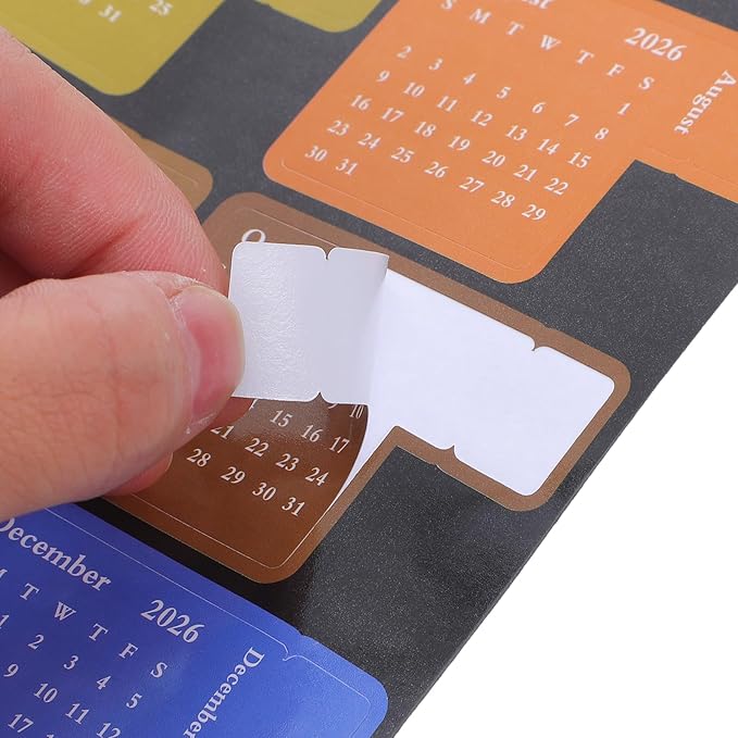 NUOBESTY 2026 Calendar Stickers Monthly Index Tabs Planner Adhesive Divider 1-12 Month Labels Page Marker Weekly Planner Stickers Adhesive Notepad Indexes Sticker for Planners Notebook