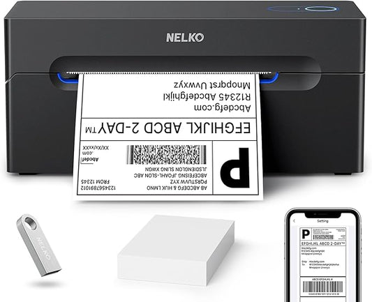 Nelko Bluetooth Thermal Shipping Label Printer, Wireless 4x6 Shipping Label Printer for Small Business, Support Android, iPhone and Windows, Widely Used for Amazon, Ebay, Shopify, Etsy, USPS