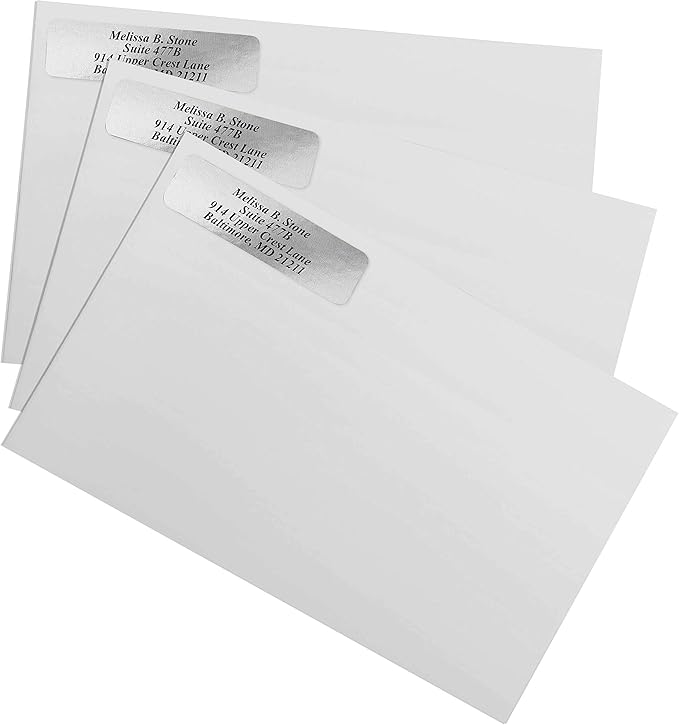 Silver Foil Personalized Return Address Labels Without Dispenser - Roll of 500 Custom Stickers