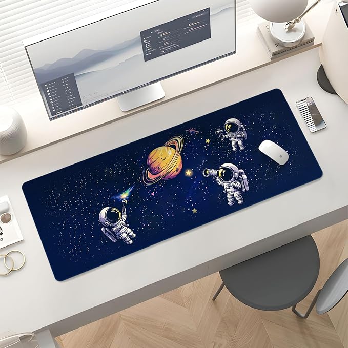 Mousepad Desk Mat Gaming Large Keyboard Cute Office Desktop Computer Laptop XXL Long Big Kawaii Aesthetic Girly Pretty Design Women Girl Gamer Oversized Wide 30x12'' Mousepad, Astronaut