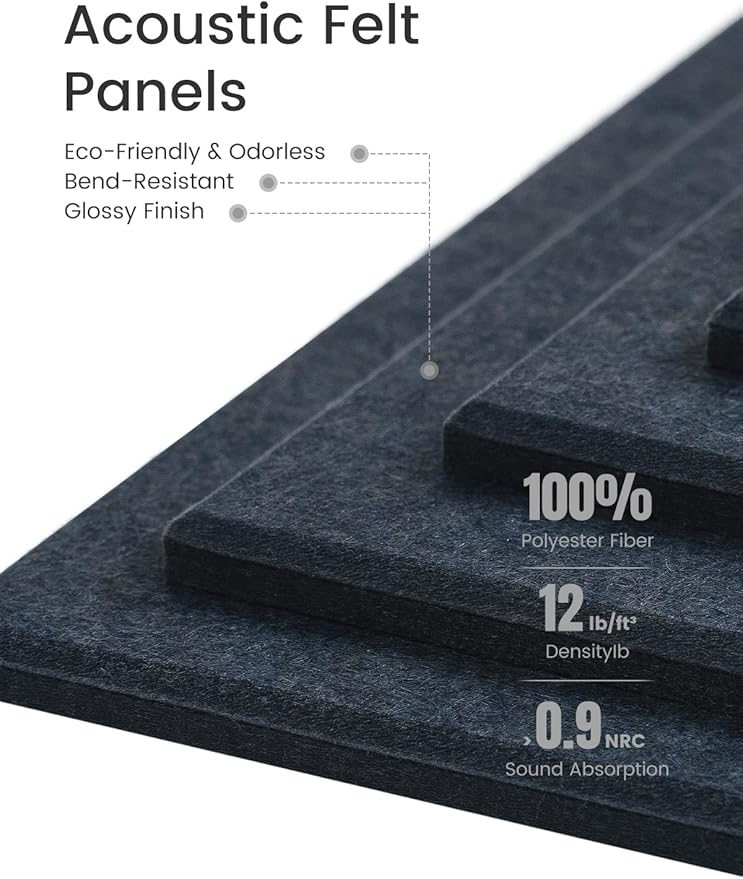 Large Felt Bulletin Board 48" x 36" Cork Board Alternative-12 Pack with 70 Safe Removable Adhesive Tabs, Cork Boards for Walls for Home Office Classroom Pin Board-Deep Charcoal Blue