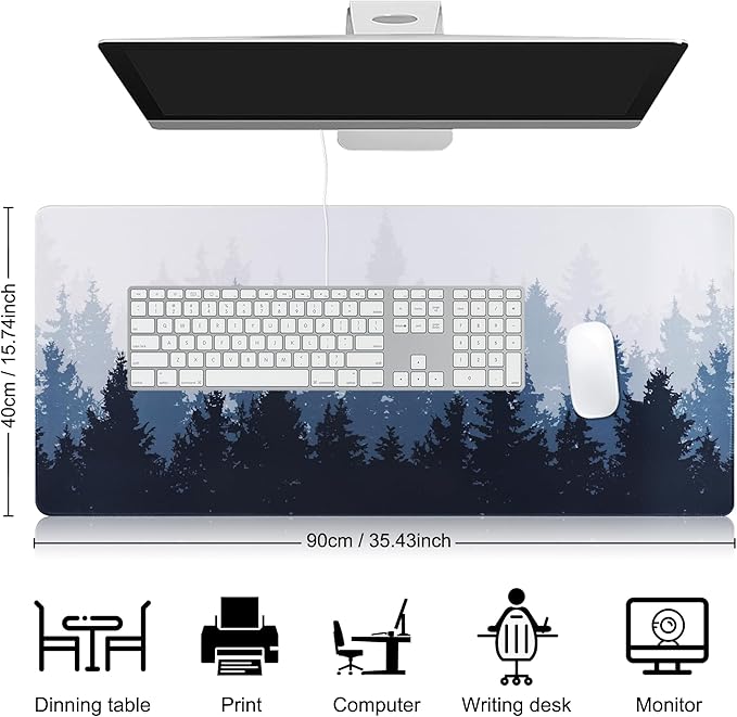 Large Gaming Mouse Pad & Extended XXL Computer Game Mouse Mat, Long Desk Pad with Stitched Edges for Keyboard,Home Office Gaming Work Big Desk Pad (35.4x15.7x0.12IN, 90x40CM),Style C