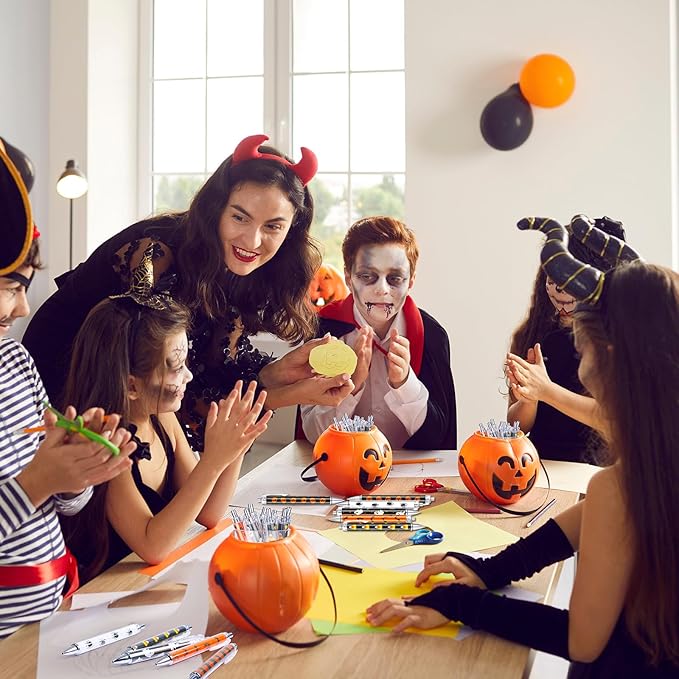 Thenshop 50 Pcs Halloween Pens Bulk Halloween Theme Gel Ink Ballpoint Pens Pumpkin Ghost Bat Spider Pattern Witch Party Favors Appreciation Gifts for Friends Office Employee Work