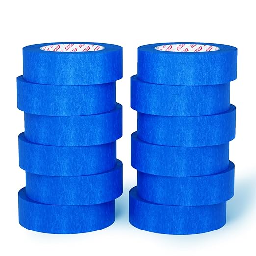 SWRT 1 Inch x 55 Yards x 12 Rolls (660 Total Yards) Premium Blue Painters Tape - Upgraded Adhesive Masking Tape, Paint Tape, Multi-Surface Blue Tape for Painting, No Residue, Easy Removal, Trim
