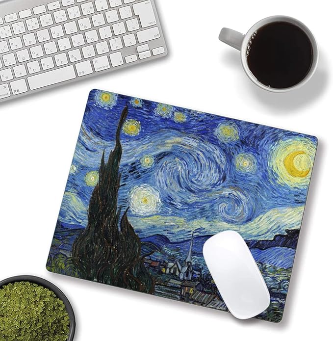 Mouse Pad, Premium-Textured Mouse Mat, Non-Slip Rubber Base Mousepad for Laptop, Computer & PC,9.5×7.9 in,Van Gogh Starry Night