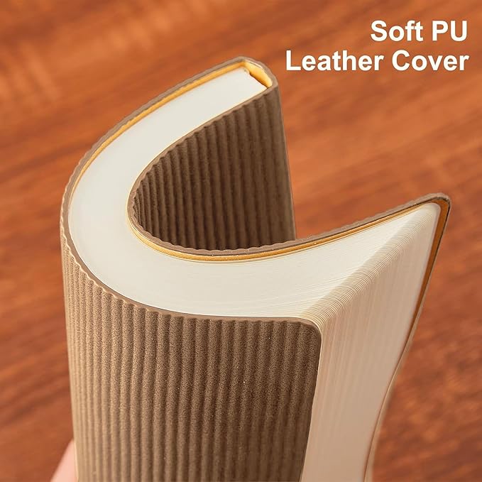 Lined Journal Notebook for Work College Ruled Note Book 5.79"x8.27" A5 PU Leather Daily Journaling 216 Pages for Women Men Writing Home School Supplies Business (Khaki 2pack)