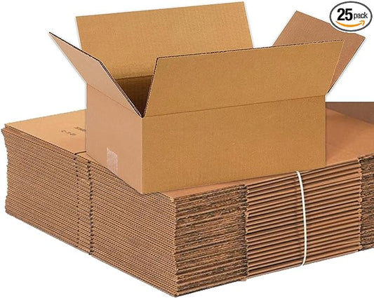 Partners Brand 14x10x6 Corrugated Cardboard Boxes for Packing, Moving, & Shipping, 14"L x 10"W x 6"H, Pack of 25 | Packaging Storage Box for Business, Strong Wholesale Bulk Boxes