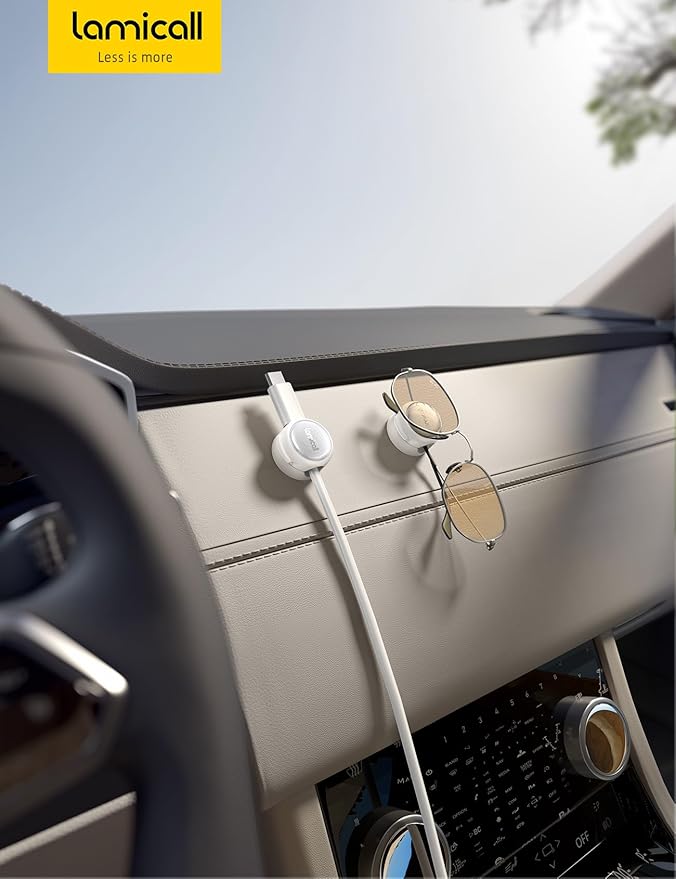 Magnetic Cable Clips Cord Organizer - Lamicall 8Pack [Crystal-Clear & Silver Shine] Cable Management Holder for Phone Charging Cord, Strong Adhesive for Nightstand, Home Office Desk Decor Accessories