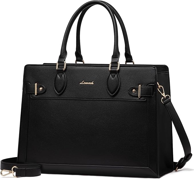 LOVEVOOK Laptop Bag for Women, 17 Inch Large PU Leather Tote Bag, Professional Teacher Work Bag, Waterproof Business Computer Briefcase, Shoulder Tote Purse for Office