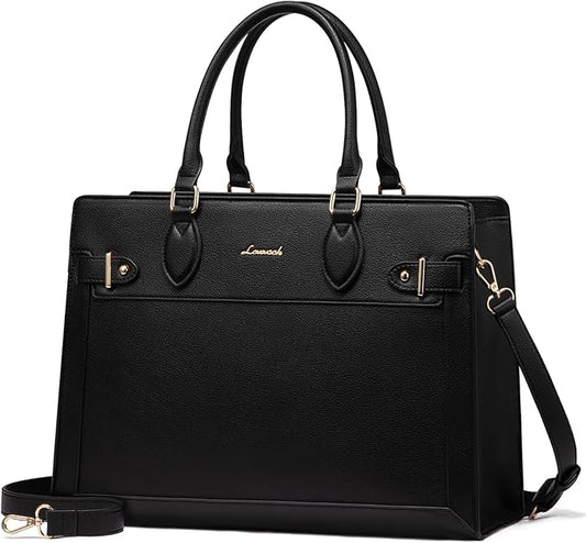 LOVEVOOK Laptop Bag for Women, 17 Inch Large PU Leather Tote Bag, Professional Teacher Work Bag, Waterproof Business Computer Briefcase, Shoulder Tote Purse for Office