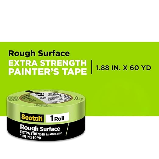 Scotch Rough Surface Painter's Tape 2060-48MP, 1.88 in x 60.1 yd (48mm x 55m), 3-Pack – Strong Adhesive, Clean Removal, Tear-Resistant Masking Tape, for Brick, Concrete, Stucco, Textured Surfaces