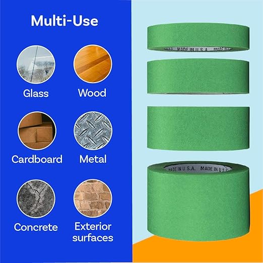 High Tack Green Painters Tape, 2 inch x 60 Yards, Case of 24 Rolls, Made in America, Clean Removal Green Masking Tape, Strong & UV Resistant