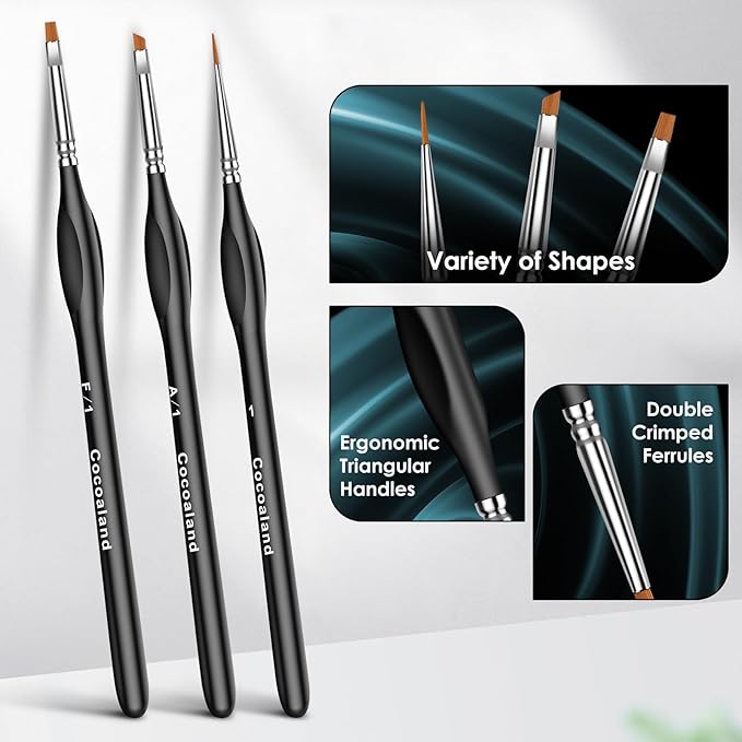 Miniature Paint Brushes,15Pcs Small Fine Tip Paintbrushes, Micro Detail Paint Brush Set, Triangular Grip Handles Art Brushes Perfect for Acrylic, Watercolor, Oil, Craft, Models(Black)