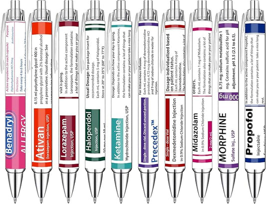 Idealmuzik Pharmacy Pens Set – Fun Medical-Themed Ballpoint Pens for Pharmacists,Nurse,Pharmacy Students,and Healthcare Workers – Smooth Writing Pens for School,Journaling,or Work – 8 Pack
