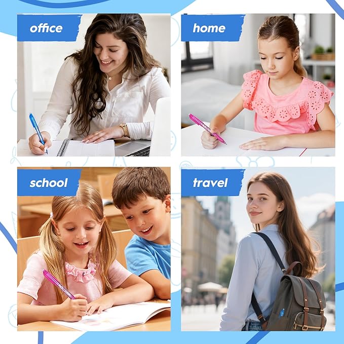 Erasable Pens 0.5mm 12pcs Ballpoint Pens No Smear Liquid Ink Gel Pens Rollerball Pen Erasable Pen Bulk Comfortable Grip Smooth Writing Ideal for Business College Notetaking