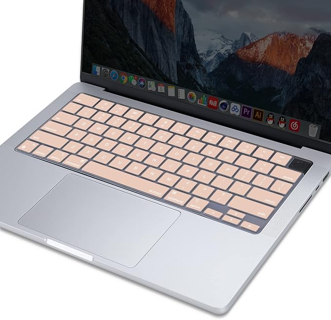 MOSISO Keyboard Cover Skin Compatible with MacBook Air 15 inch M3 A3114 M2 A2941/Air 13.6 A3113 A2681/Pro 14/16 M4 M3 M2 M1, Camel