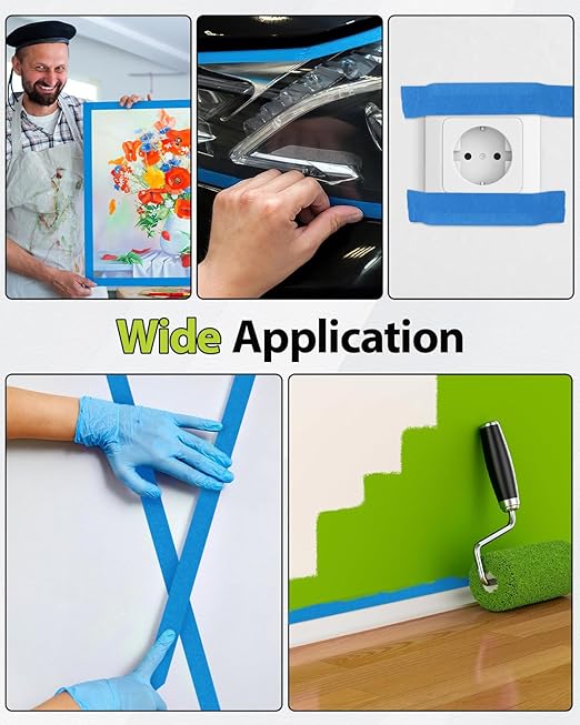 Lzerking Painters Tape 16 Rolls (Total 960 Yards) 0.94 Inch x 60 Yards Masking Tape Blue Paint Tape for Walls, Wood, Glass No Residue, Easy Tear