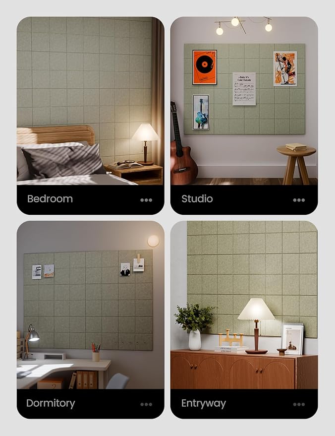 Large Felt Bulletin Board 48" x 36" Cork Board Alternative-12 Pack with 70 Safe Removable Adhesive Tabs, Cork Boards for Walls for Home Office Classroom Pin Board-Sage