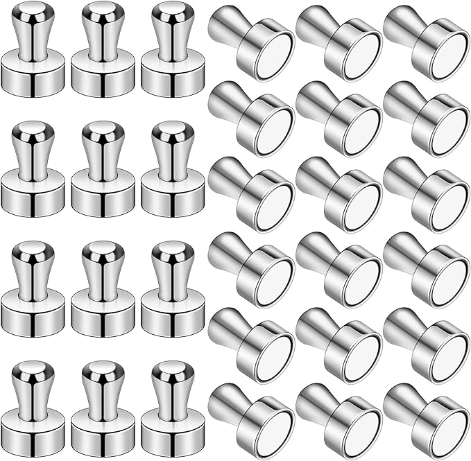 LOVIMAG Fridge Magnets 30Pcs Refrigerator Whiteboard Small Strong Magnet Classroom Kitchen Accessories Decorative Locker Set Decor Must Haves Office Calendar Refrigerador Magnetic Cute Crafts Silver