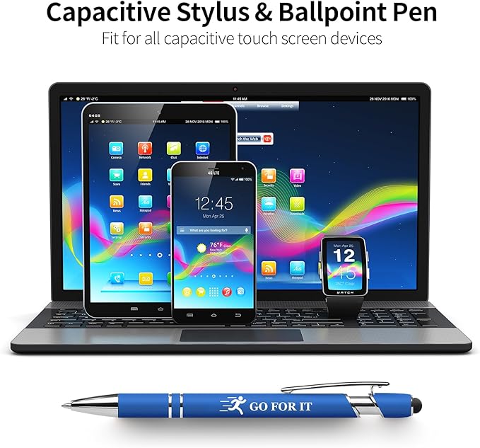 Inspiring Pen Set - 12 Inspirational Quote Ballpoint Pens with 12 Refills, Blue Ink - Motivational Gifts for Office & School | Encouragement Gifts for Men & Women, Multicolor
