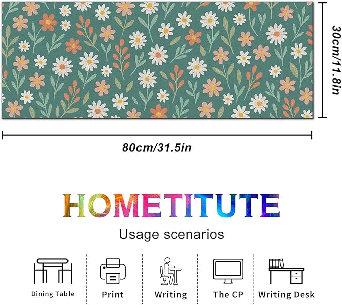 Large Mouse Pad 31.5 x 11.8 Inch Daisy Floral Desk Mat Extended Keyboard Pad Non Slip Computer Mouse Pads Waterproof Desk Pad for Office Accessories Gaming Home Workspace Decor