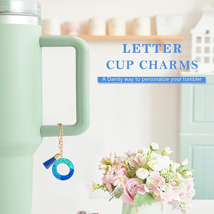 Letter Charm Accessories for Stanley Cup 1 PCS Cute Initial Keychain Handle Charm for Stanley Tumbler for Women
