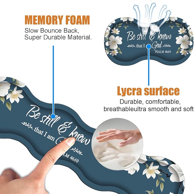 4 in 1 Ergonomic Keyboard Wrist Rest & Mouse Pad Wrist Rest Set,Large XXL Gaming Desk Mat 31.5"x 11.8" with Non-Slip Base,Memory Foam for Home Office Study Gaming,Floral Quote Bible Verse Psalm 46:10