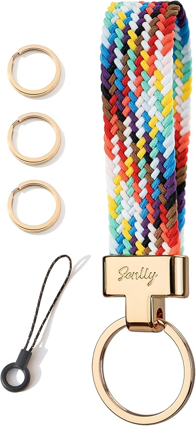 SENLLY Car Keychain, Stretchy Key Holder, Original Elastic Anti-Drop Design Finger Lanyard Strap